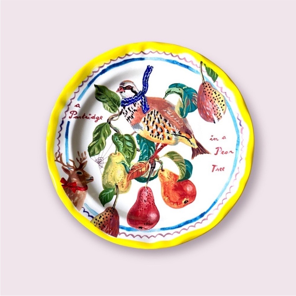 Anthropologie Nathalie Lete - Twelve Days of Christmas Dessert Plate Partridge